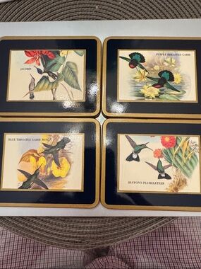 Jacob Hummingbird Floral Decorative Tin - Navy, Gold, Cream
